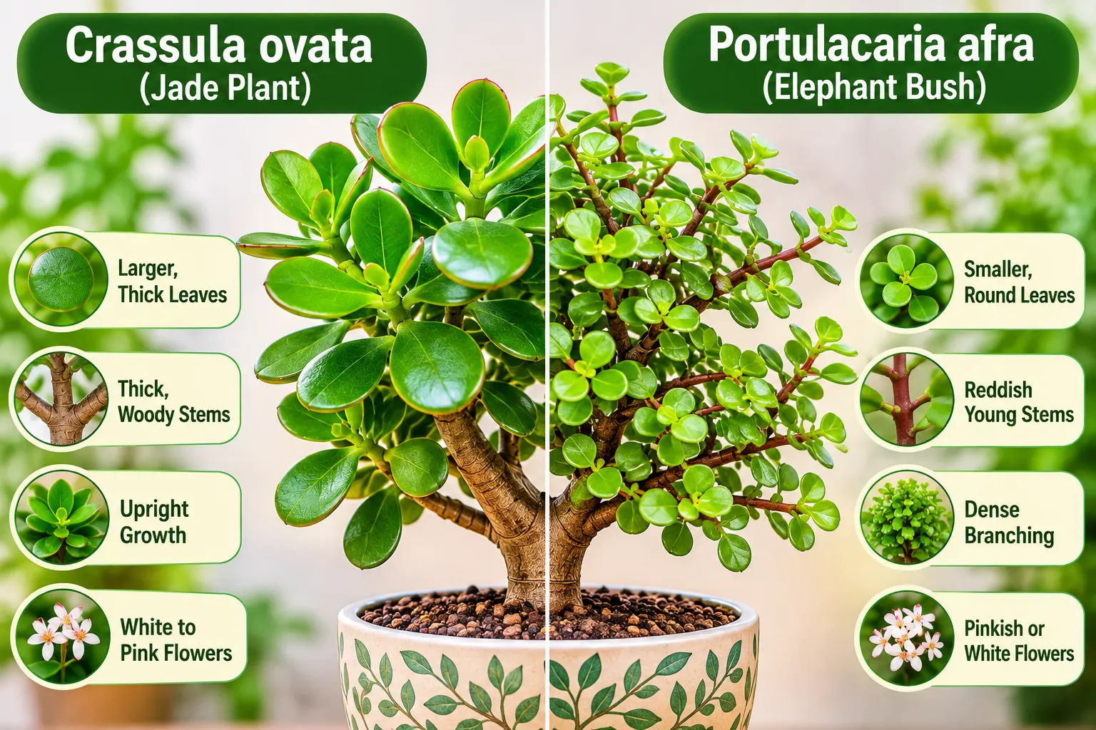 Jade Plant vs. Elephant Bush Comparison