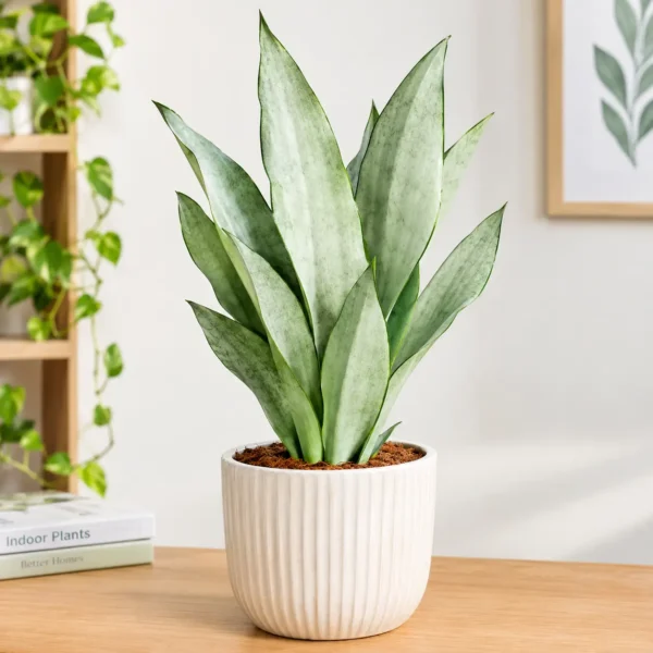 Moonshine Snake Plant in Fluted Planter Moonshine Snake Plant in Fluted Planter